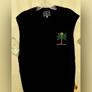 Black men’s X side top tank size large